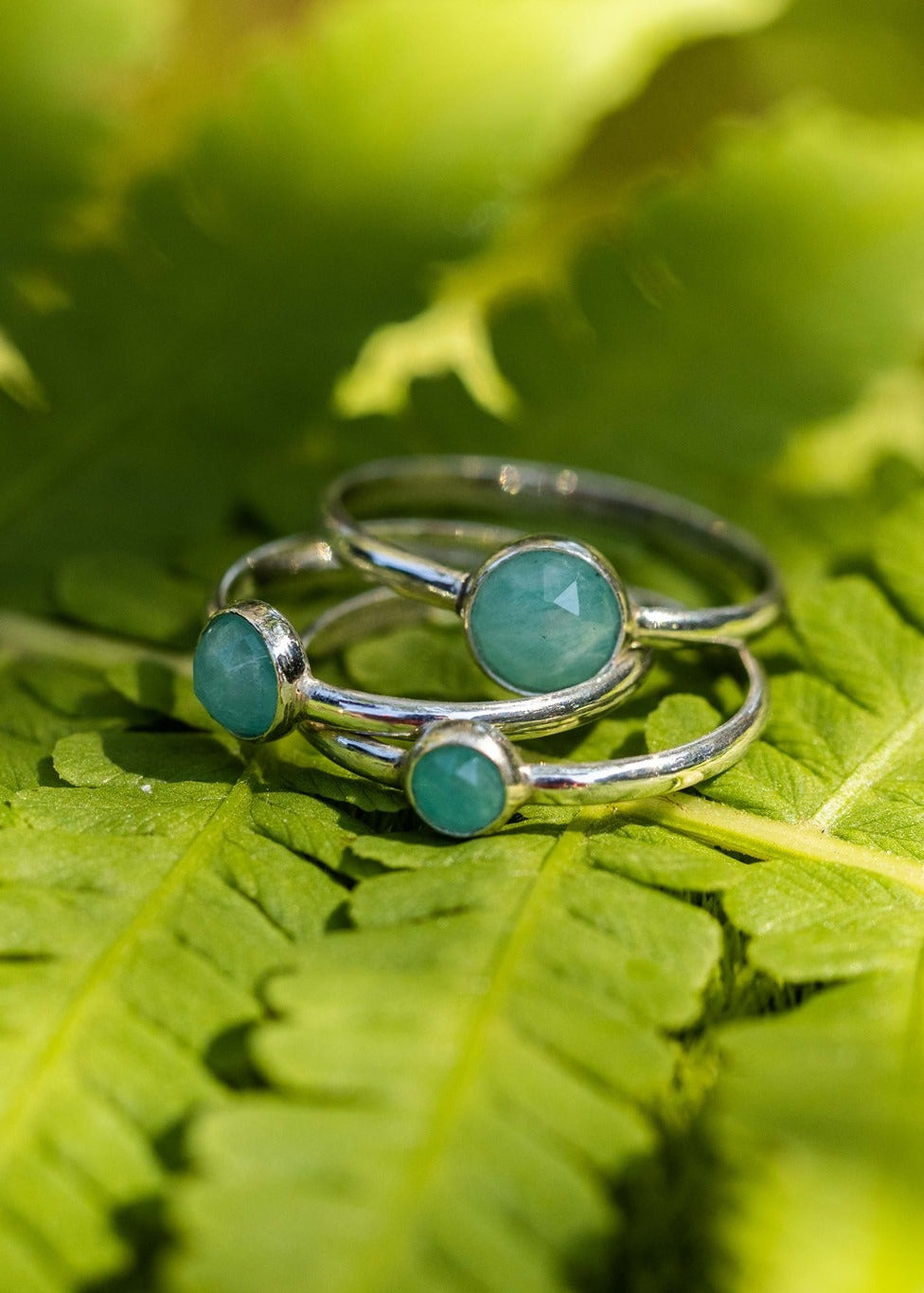 Pierścionek Mint z amazonitem